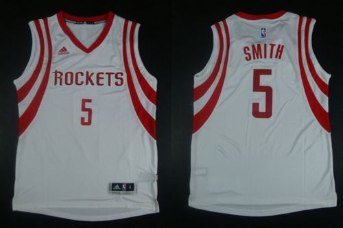 Revolution 30 Rockets #5 Josh Smith White Road Stitched NBA Jersey