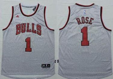 Bulls #1 Derrick Rose Grey Stitched NBA Jersey