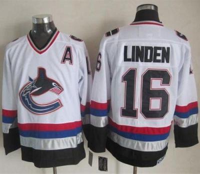 Canucks #16 Trevor Linden White Black CCM Throwback Stitched NHL Jersey