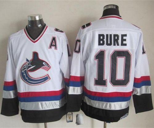 Canucks #10 Pavel Bure White Black CCM Throwback Stitched NHL Jersey