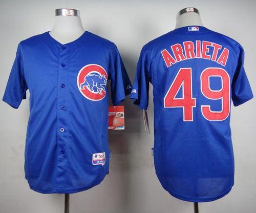 Cubs #49 Jake Arrieta Blue Alternate Cool Base Stitched Baseball Jersey
