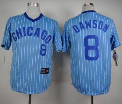 Cubs #8 Andre Dawson Blue(White Strip) Cooperstown Throwback Stitched Baseball Jersey