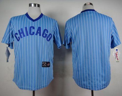 Cubs Blank Blue(White Strip) Cooperstown Throwback Stitched Baseball Jersey