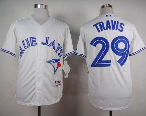 Blue Jays #29 Devon Travis White Cool Base Stitched Baseball Jersey