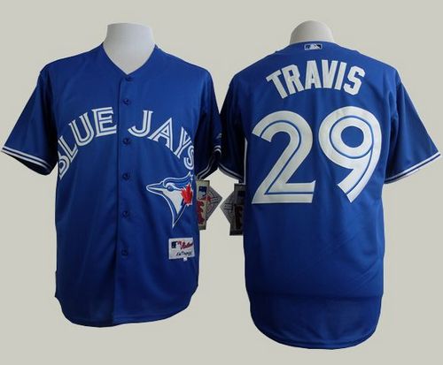 Blue Jays #29 Devon Travis Blue Alternate Cool Base Stitched Baseball Jersey