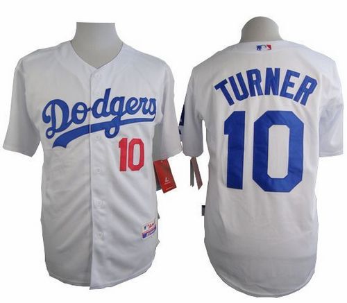 Dodgers #10 Justin Turner White Cool Base Stitched Baseball Jersey