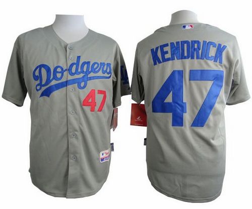 Dodgers #47 Howie Kendrick Grey Cool Base Stitched Baseball Jersey