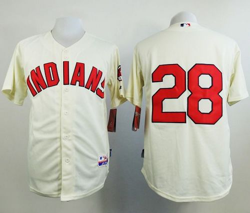 Indians #28 Corey Kluber Cream Cool Base Stitched Baseball Jersey