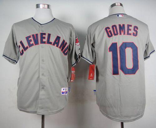 Indians #10 Yan Gomes Grey Cool Base Stitched Baseball Jersey
