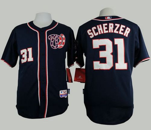 Nationals #31 Max Scherzer Navy Blue Cool Base Stitched Baseball Jersey