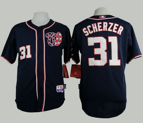 Nationals #31 Max Scherzer Navy Blue Cool Base Stitched Baseball Jersey Nationals #31 Max Scherzer Navy Blue Cool Base Stitched Baseball Jersey