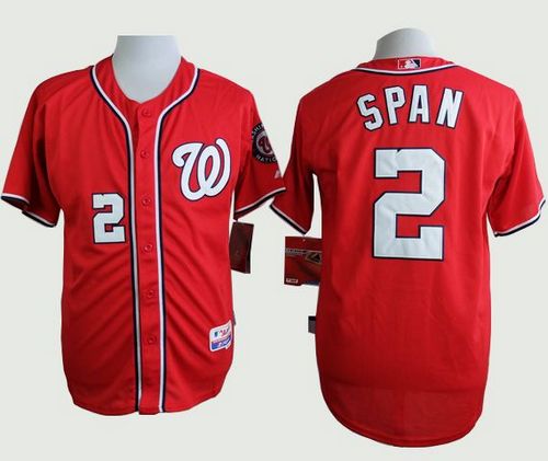 Nationals #2 Denard Span Red Cool Base Stitched Baseball Jersey