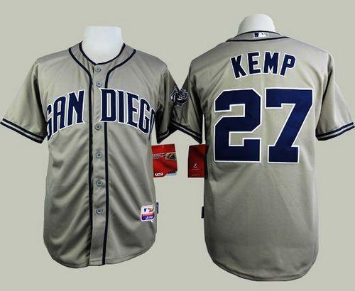 Padres #27 Matt Kemp Grey Cool Base Stitched Baseball Jersey