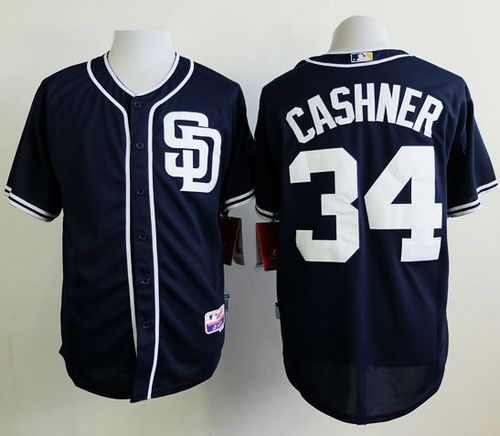 Padres #34 Andrew Cashner Dark Blue Alternate 1 Cool Base Stitched Baseball Jersey