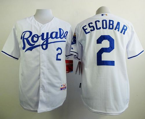 Royals #2 Alcides Escobar White Cool Base Stitched Baseball Jersey