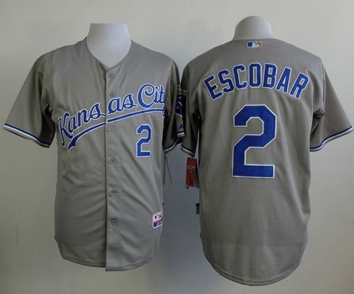 Royals #2 Alcides Escobar Grey Cool Base Stitched Baseball Jersey
