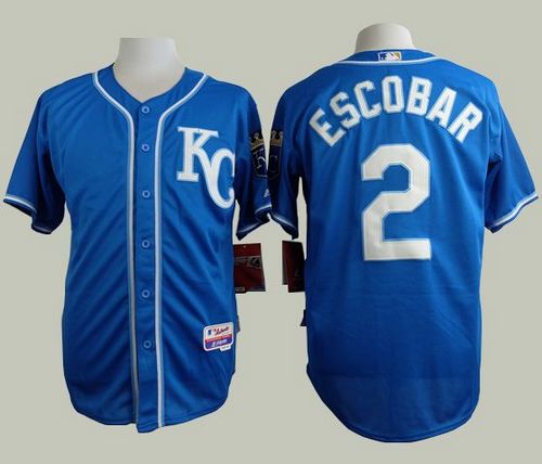 Royals #2 Alcides Escobar Blue Alternate 2 Cool Base Stitched Baseball Jersey