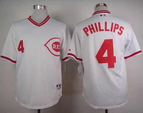 Reds #4 Brandon Phillips White 1990 Turn Back The Clock Stitched Baseball Jersey