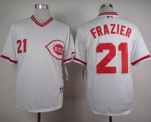 Reds #21 Todd Frazier White 1990 Turn Back The Clock Stitched Baseball Jersey