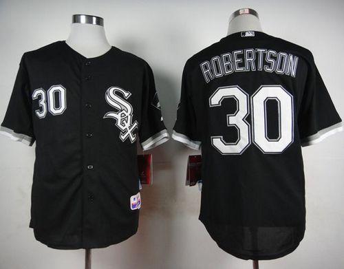 White Sox #30 David Robertson Black Cool Base Stitched Baseball Jersey