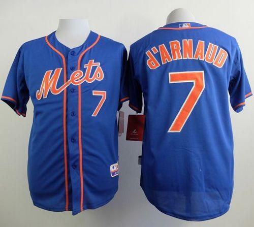 Mets #7 Travis d'Arnaud Blue Alternate Home Cool Base Stitched Baseball Jersey
