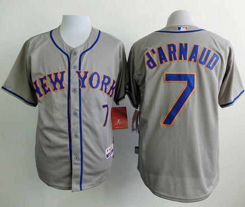 Mets #7 Travis d'Arnaud Grey Road Cool Base Stitched Baseball Jersey