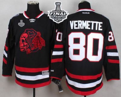 Blackhawks #80 Antoine Vermette Black(Red Skull) 2014 Stadium Series 2015 Stanley Cup Stitched NHL Jersey