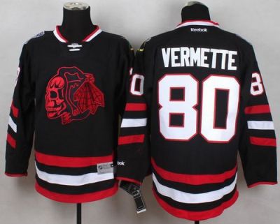 Blackhawks #80 Antoine Vermette Black(Red Skull) 2014 Stadium Series Stitched NHL Jersey