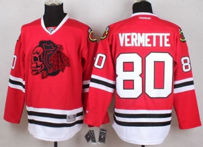 Blackhawks #80 Antoine Vermette Red(Red Skull) Stitched NHL Jersey