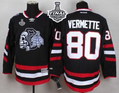 Blackhawks #80 Antoine Vermette Black(White Skull) 2014 Stadium Series 2015 Stanley Cup Stitched NHL Jersey