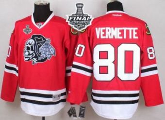 Blackhawks #80 Antoine Vermette Red(White Skull) 2015 Stanley Cup Stitched NHL Jersey