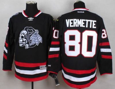 Blackhawks #80 Antoine Vermette Black(White Skull) 2014 Stadium Series Stitched NHL Jersey
