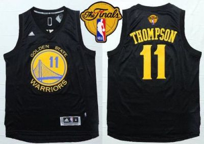 Warriors #11 Klay Thompson Black Fashion The Finals Patch Stitched NBA Jersey