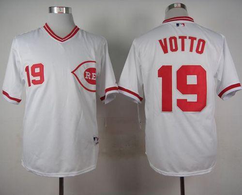 Reds #19 Joey Votto White 1990 Turn Back The Clock Stitched Baseball Jersey