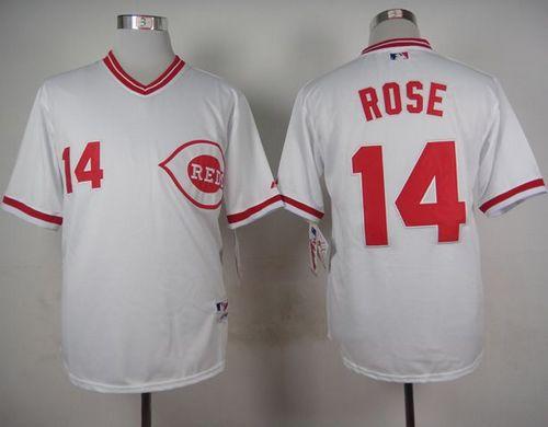 Reds #14 Pete Rose White 1990 Turn Back The Clock Stitched Baseball Jersey