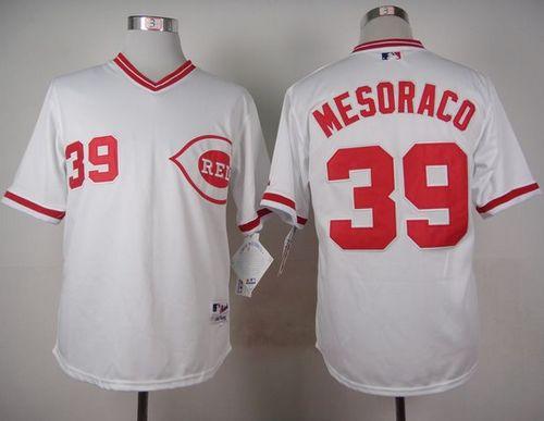 Reds #39 Devin Mesoraco White 1990 Turn Back The Clock Stitched Baseball Jersey