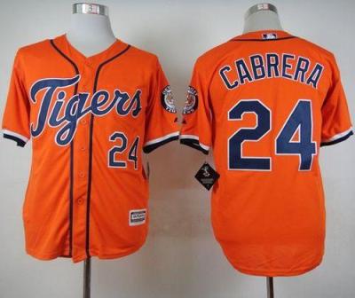 Tigers #24 Miguel Cabrera Orange Cool Base Stitched Baseball Jersey