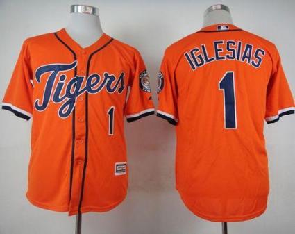 Tigers #1 Jose Iglesias Orange Cool Base Stitched Baseball Jersey