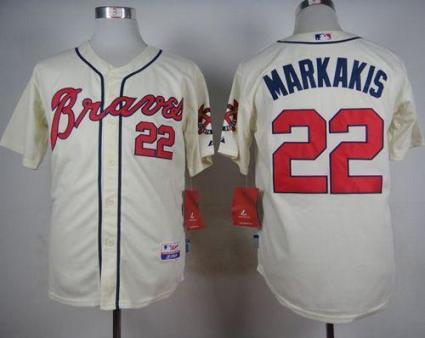 Braves #22 Nick Markakis Cream Alternate Cool Base Stitched Baseball Jersey