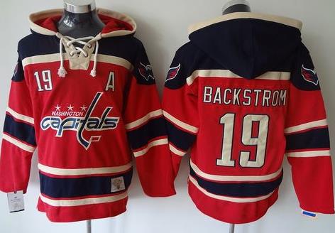 Capitals #19 Nicklas Backstrom Red Sawyer Hooded Sweatshirt Stitched NHL Jersey