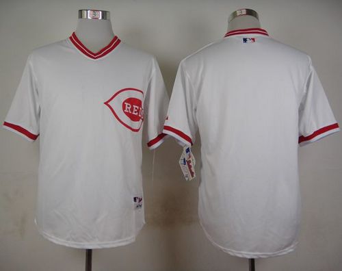 Reds Blank White 1990 Turn Back The Clock Stitched Baseball Jersey