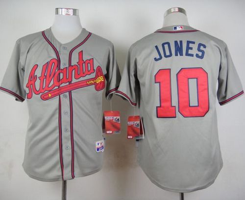 Braves #10 Chipper Jones Stitched Grey Baseball Jersey