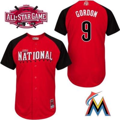 marlins #9 Dee Gordon Red 2015 All-Star National League Stitched Baseball Jersey