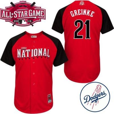 Dodgers #21 Zack Greinke Red 2015 All-Star National League Stitched Baseball Jersey
