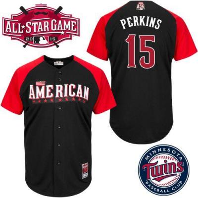 Twins #15 Glen Perkins Black 2015 All-Star American League Stitched Baseball Jersey