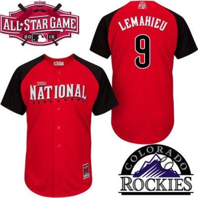 Rockies #9 DJ LeMahieu Red 2015 All-Star National League Stitched Baseball Jersey