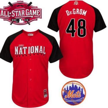 Mets #48 Jacob DeGrom Red 2015 All-Star National League Stitched Baseball Jersey