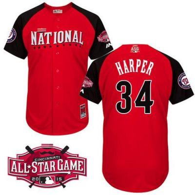 Nationals #34 Bryce Harper Red 2015 All-Star National League Stitched Baseball Jersey
