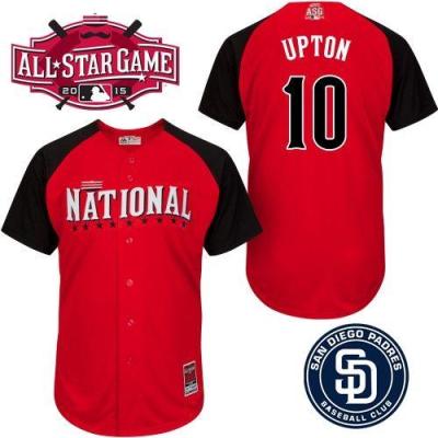 Padres #10 Justin Upton Red 2015 All-Star National League Stitched Baseball Jersey