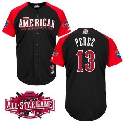 Royals #13 Salvador Perez Black 2015 All-Star American League Stitched Baseball Jersey